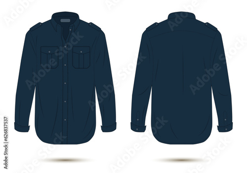 navy blue formal shirt mockup front and back view