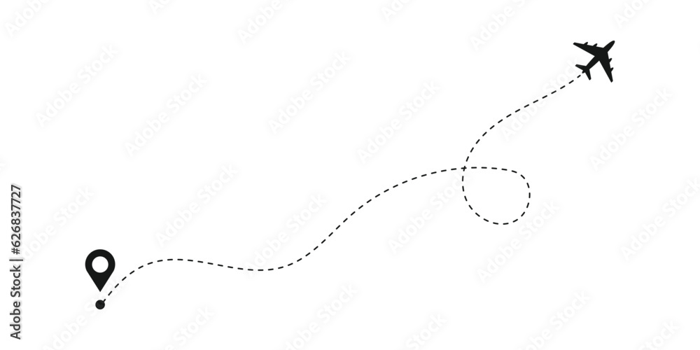 Airplane routes vector icon. Plane paths symbol. Aircraft tracking, planes, travel, map pins, location pins. Vector illustration of travel icon. Trip, travel, holiday vector icon Airplane routes vector icon. Plane paths symbol. Aircraft tracking, planes, travel, map pins, location pins. Vector illustration of travel icon. Trip, travel, holiday vector icon