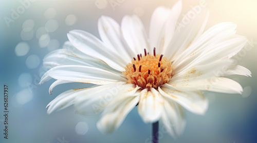 Beautiful white daisy flower on blurred background with bokeh