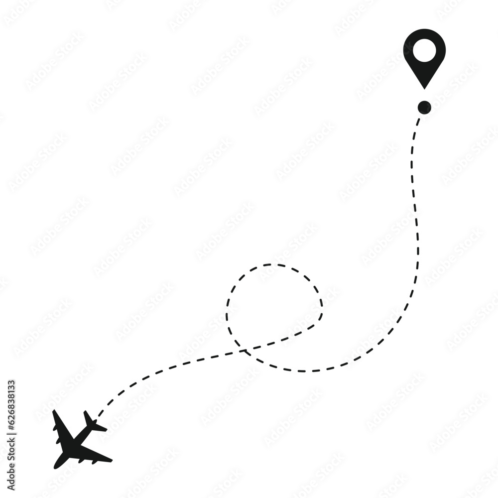 Airplane routes vector icon. Plane paths symbol. Aircraft tracking