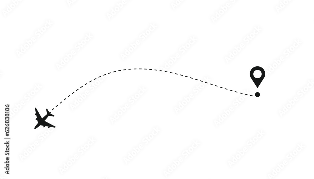 Airplane routes vector icon. Plane paths symbol. Aircraft tracking
