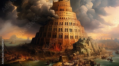 Tableau sur toile The Tower of Babel, Generative AI