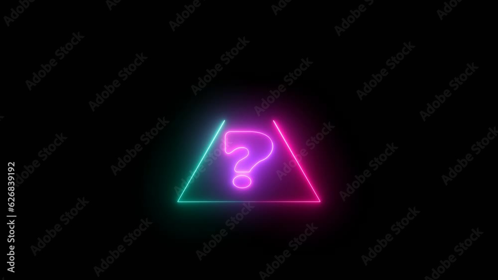 Neon question mark sing icon animation . triangle rotated question animated . Neon question mark sing icon animation . triangle rotated question animated .
