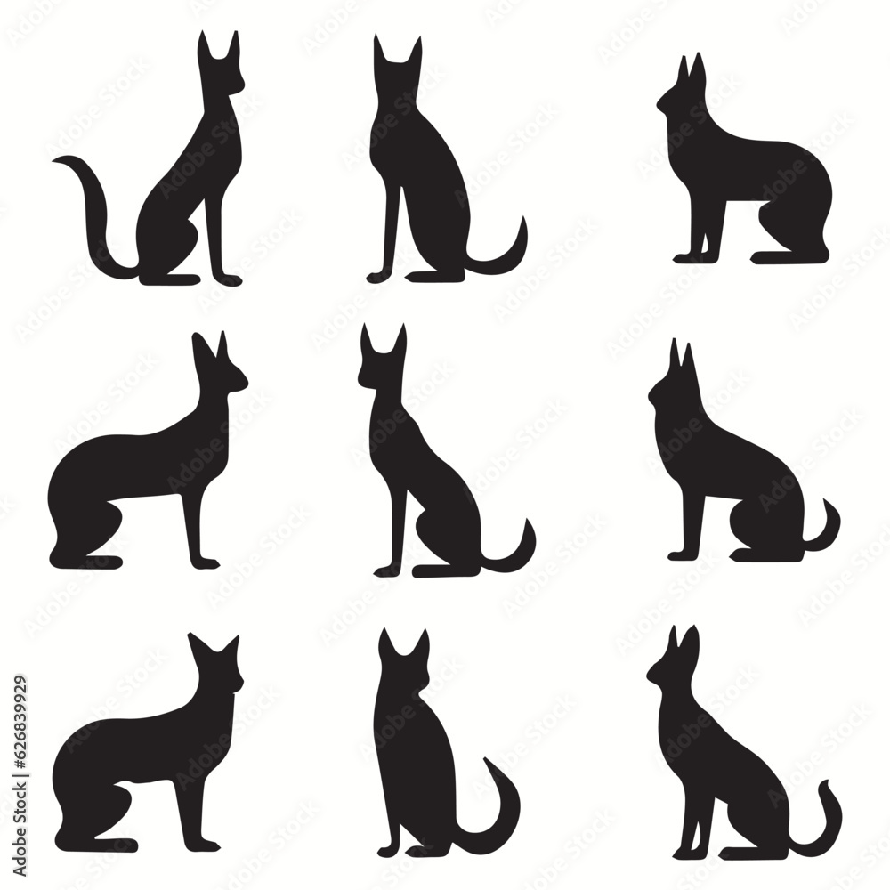 Caracal silhouettes and icons. Black flat color simple elegant Caracal animal vector and illustration.