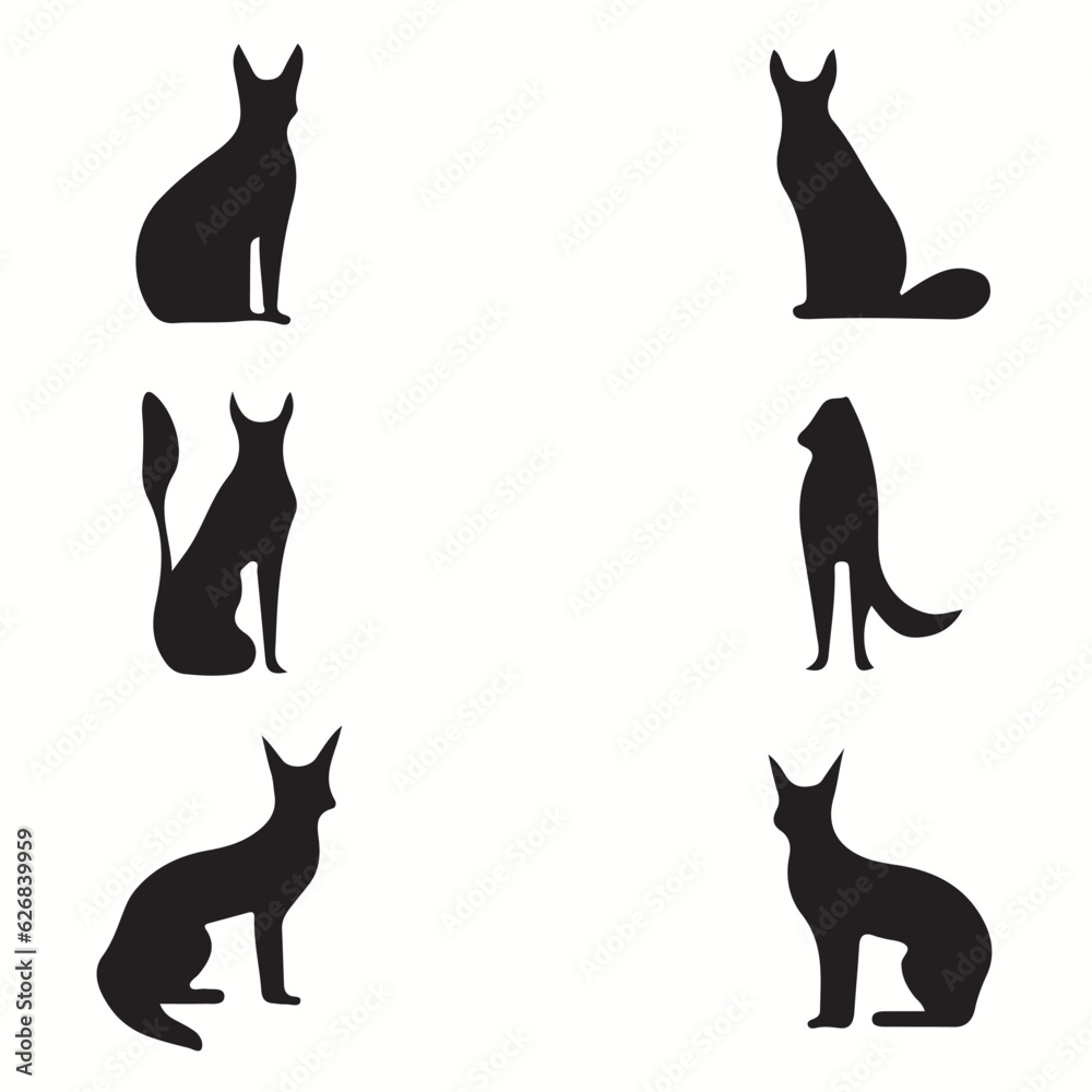 Caracal silhouettes and icons. Black flat color simple elegant Caracal animal vector and illustration.
