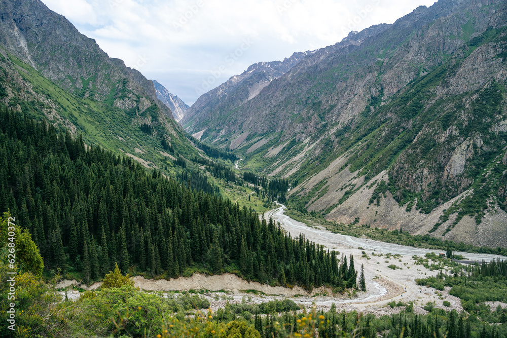 Ala Archa Alpine National Park Landscape near Bishkek, Tian Shan Mountain Range, Kyrgyzstan, Central Asia