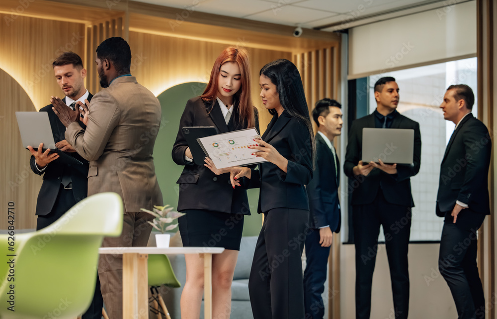 Diverse businesspeople collaborate at cozy conference, exchanging ideas and partnerships for growth Diverse businesspeople collaborate at cozy conference, exchanging ideas and partnerships for growth