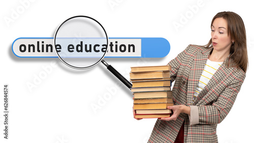 Online education. Woman wit...
