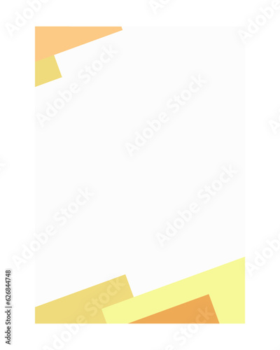 Orange and yellow decorative layers blank worksheet template. Geometric shapes. Creative background for planner, notebook. Trendy sheet design. Empty printable poster page with customized copyspace