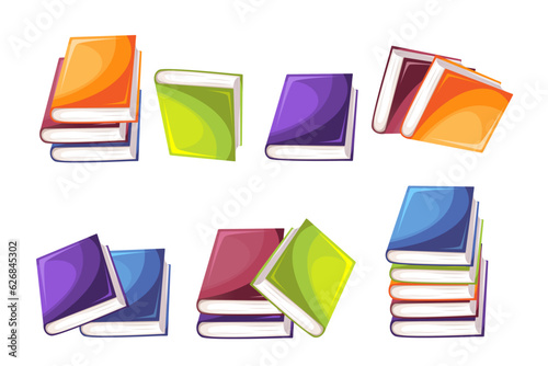 Collection of books.A stack of books, textbooks.World Book Day, back to school.Vector illustration.