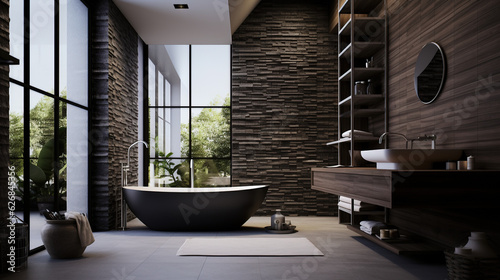 Bathroom modern interior, stylish luxury photo
