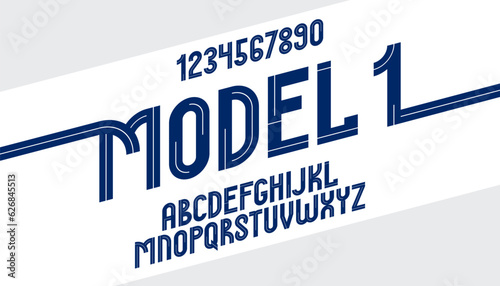Abstract geometric original font vector typeset, logo creation alphabet minimal tech linear geometry style, stylish square unique tile letters set, uppercase and numbers set.
