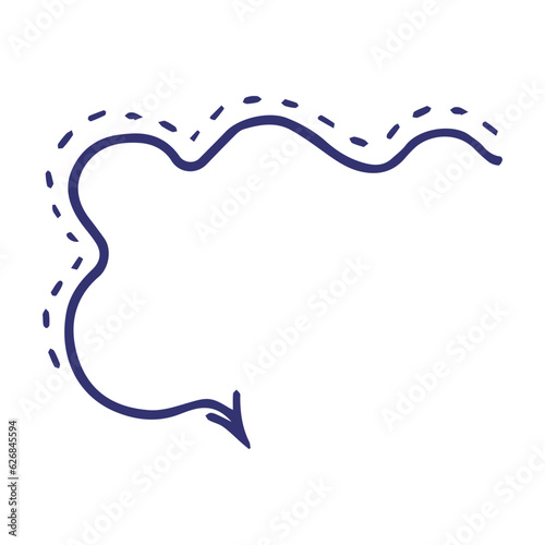Wavy doodle arrow vector design element. Abstract customizable symbol for infographic with blank copy space. Editable shape for instructional graphics. Visual data presentation component