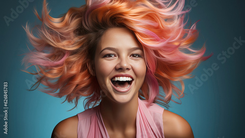 Young woman with daring color hair, generative ai