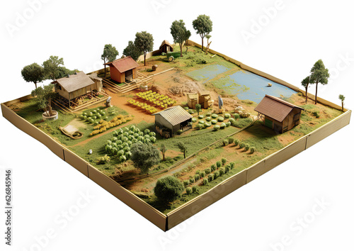 3D concept of agriculture landscape (ID: 626845946)
