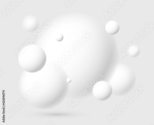 Defocused light levitating spheres atmospheric ambient vector background, 3D balls dynamic design, soft and easy futuristic wallpaper.