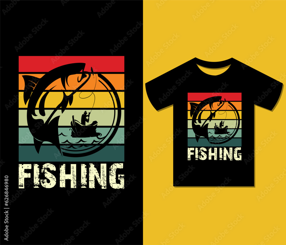 Vector of fishing tshirt design.  Fishing T shirt design for print.