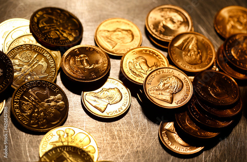 Krueger Rand gold coin (one ounce per coin) seen in Munich.