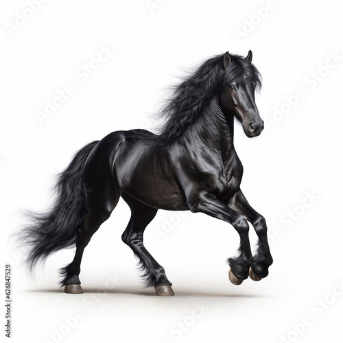 Beautiful big beast horse looking forward is shown in full length, Ai generated