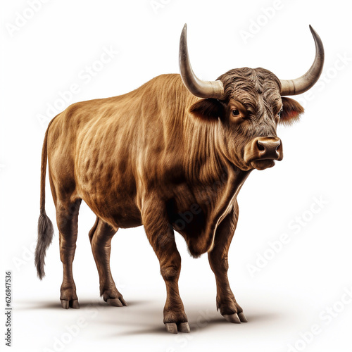 Beautiful wild beast bull looking forward is shown in full length, Ai generated