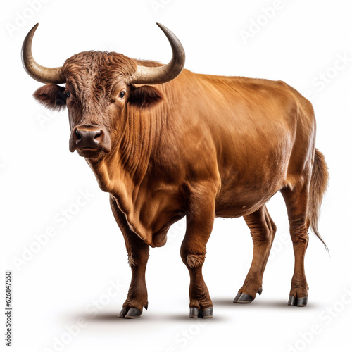 Beautiful wild beast bull looking forward is shown in full length, Ai generated