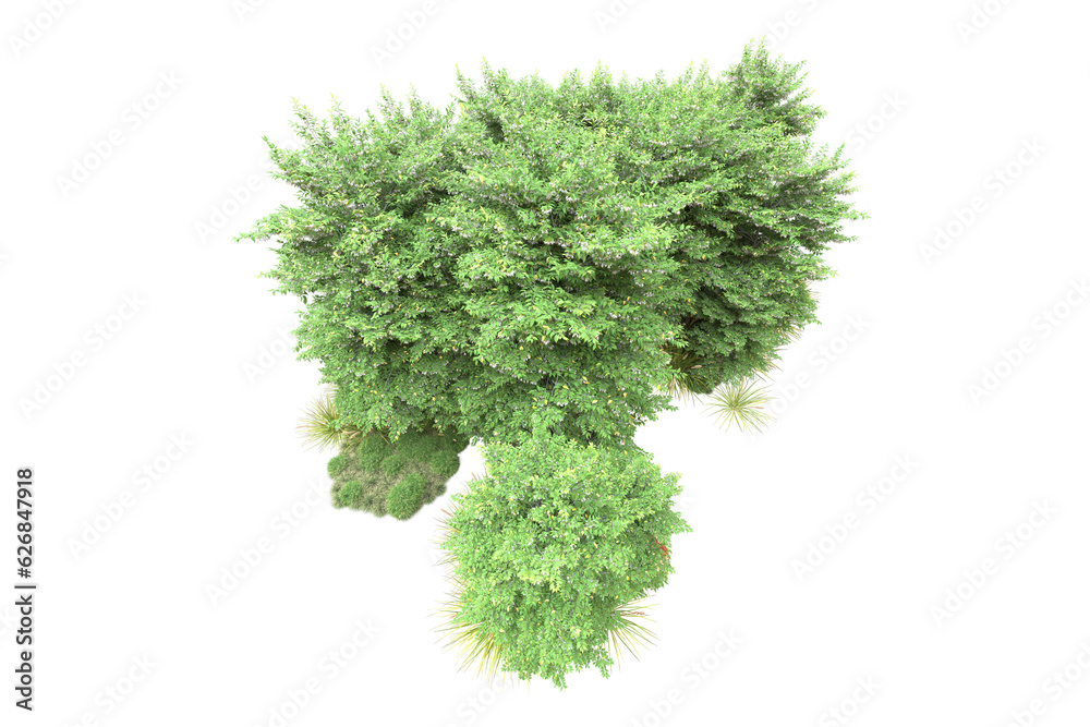 Green landscape isolated on transparent background. 3d rendering - illustration Green landscape isolated on transparent background. 3d rendering - illustration