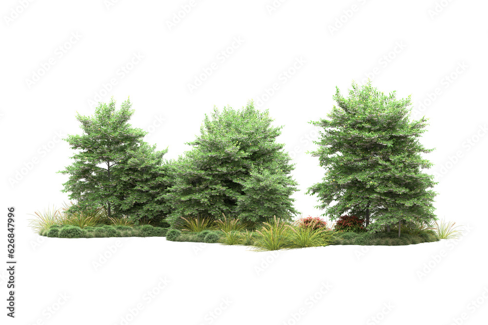 Fototapeta premium Green landscape isolated on transparent background. 3d rendering - illustration