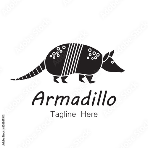 armadillo logo design icon flat vector illustration