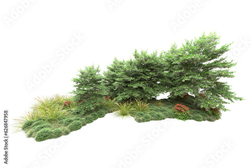 Fototapeta Naklejka Na Ścianę i Meble -  Green landscape isolated on transparent background. 3d rendering - illustration