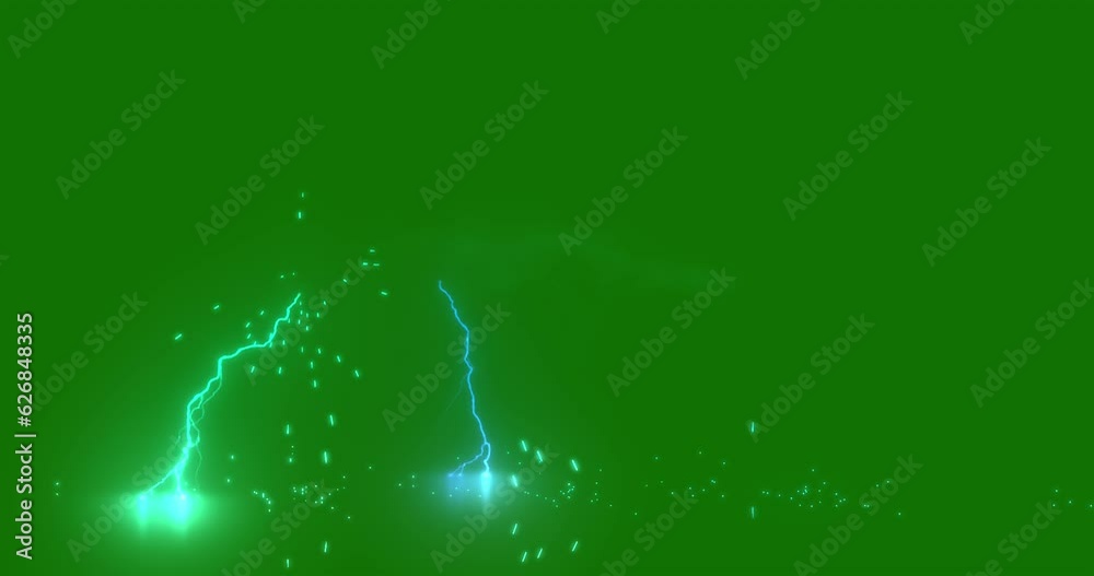 electric spark isolated on green screen background