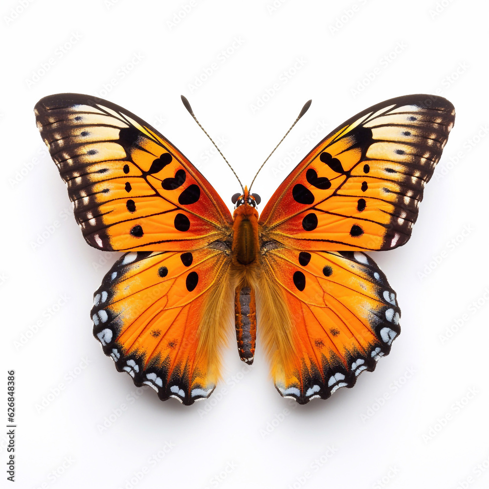Obraz premium Beautiful big wild butterfly looking forward is shown in full length, Ai generated