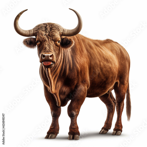 Beautiful wild beast bull looking forward is shown in full length  Ai generated