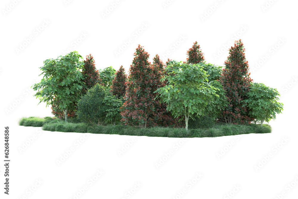 Fototapeta premium Green landscape isolated on transparent background. 3d rendering - illustration