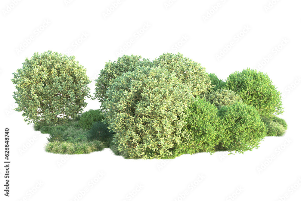 Green landscape isolated on transparent background. 3d rendering - illustration Green landscape isolated on transparent background. 3d rendering - illustration