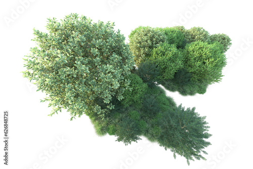 Green landscape isolated on transparent background. 3d rendering - illustration