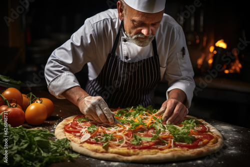 Taste of Italy. A pizzaiolo Chef from Naples Showcasing a Delicious Piping Hot Pizza. Copy Space. Neapolitan Gastronomy AI Generative 