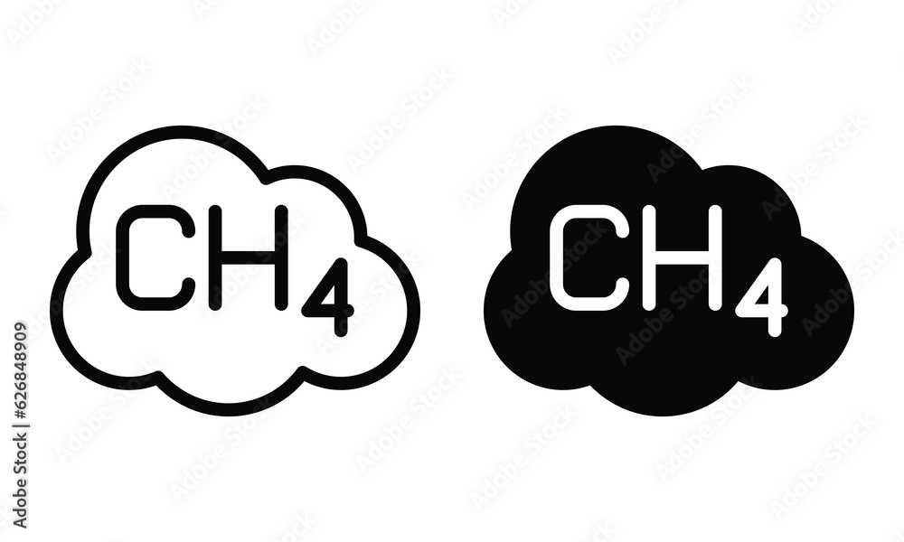 Methane icon with outline and glyph style. Methane icon with outline and glyph style.