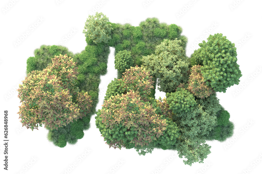 Green landscape isolated on transparent background. 3d rendering - illustration Green landscape isolated on transparent background. 3d rendering - illustration