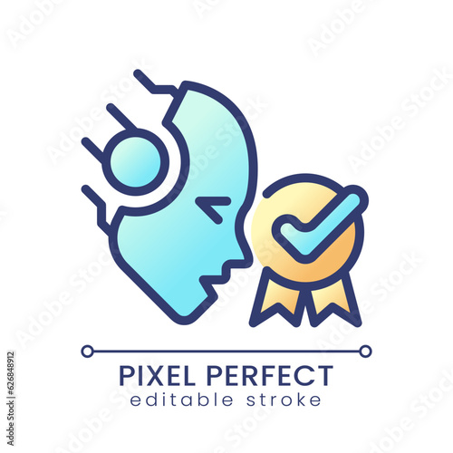 AI recommends in medicine pixel perfect color gradient icon. Health engine. Informed advice. User experience. Doctor visit. Isolated RGB vector image. Filled line illustration. Editable stroke