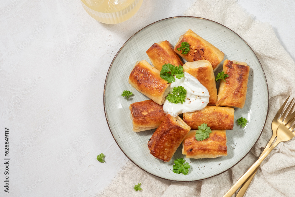 Crepes stuffed with meat Crepes stuffed with meat