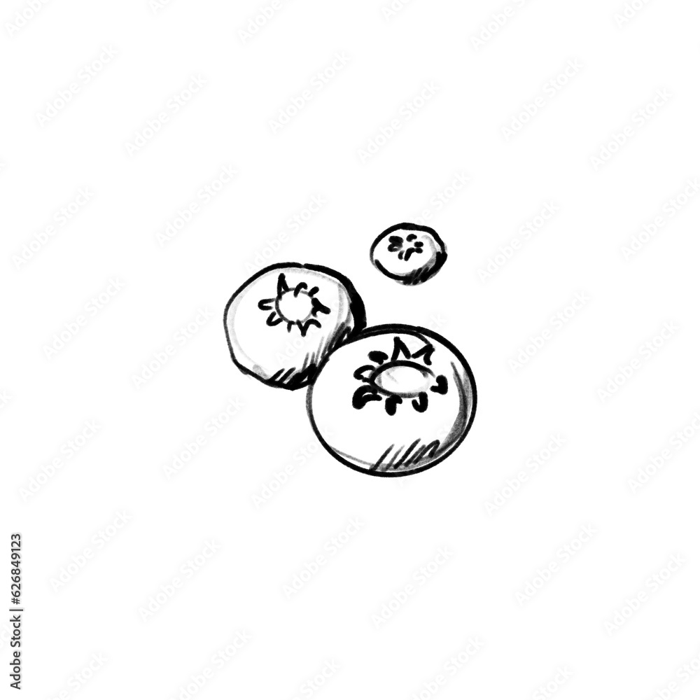 Obraz premium Blueberries (hand drawn/black pencil/transparent PNG)
