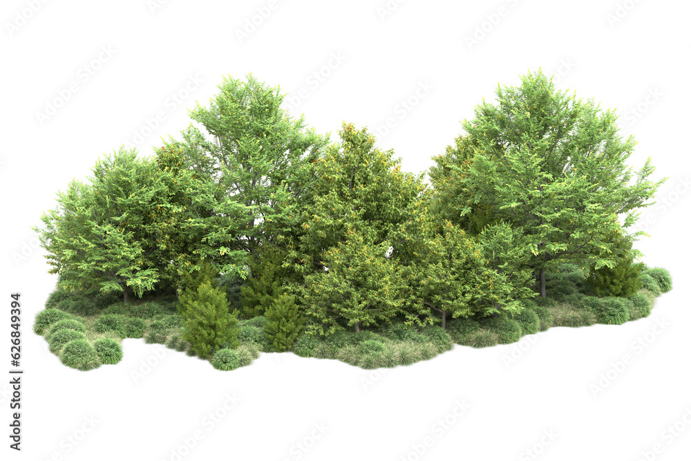 Fototapeta premium Green landscape isolated on transparent background. 3d rendering - illustration
