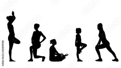 set of people silhouette illustration for healthcare medical and sport recreation exercise for good perfprmance and healthy photo