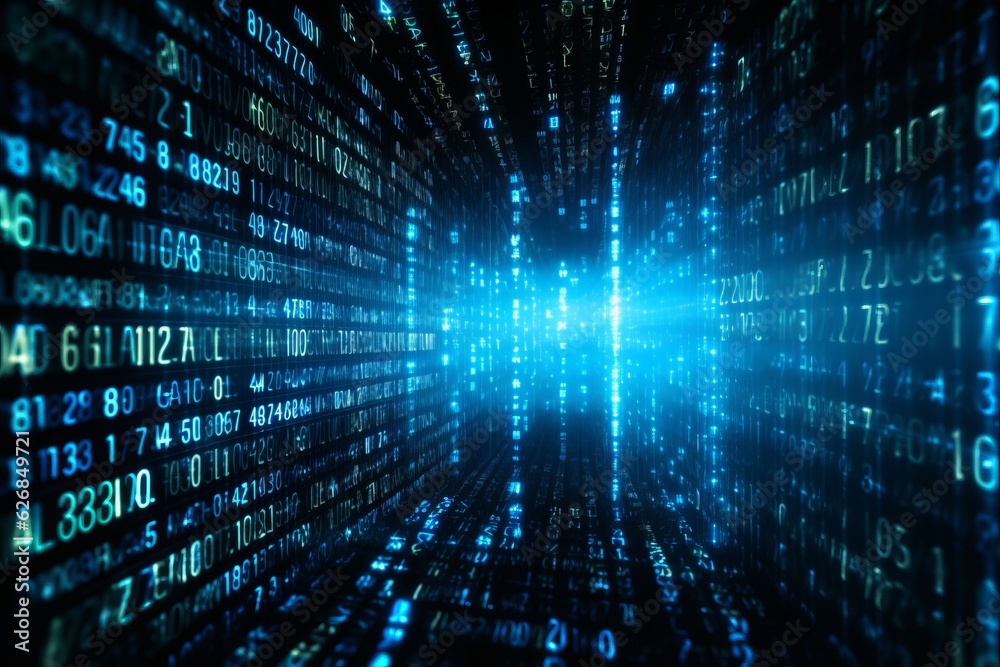 Blue digital binary data on computer screen background. Blue digital binary data on computer screen background.