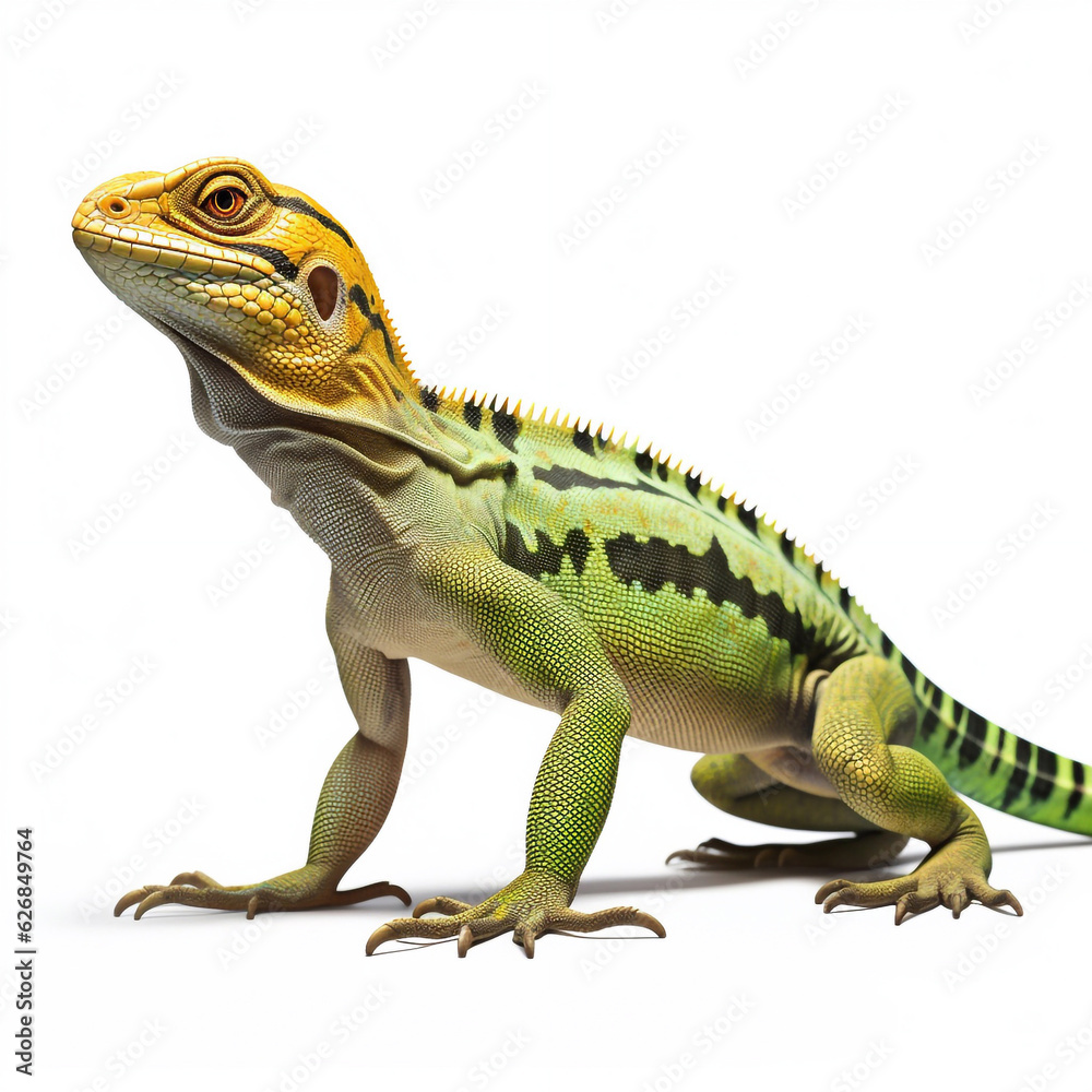 Obraz premium Beautiful big beast lizard looking forward is shown in full length, Ai generated