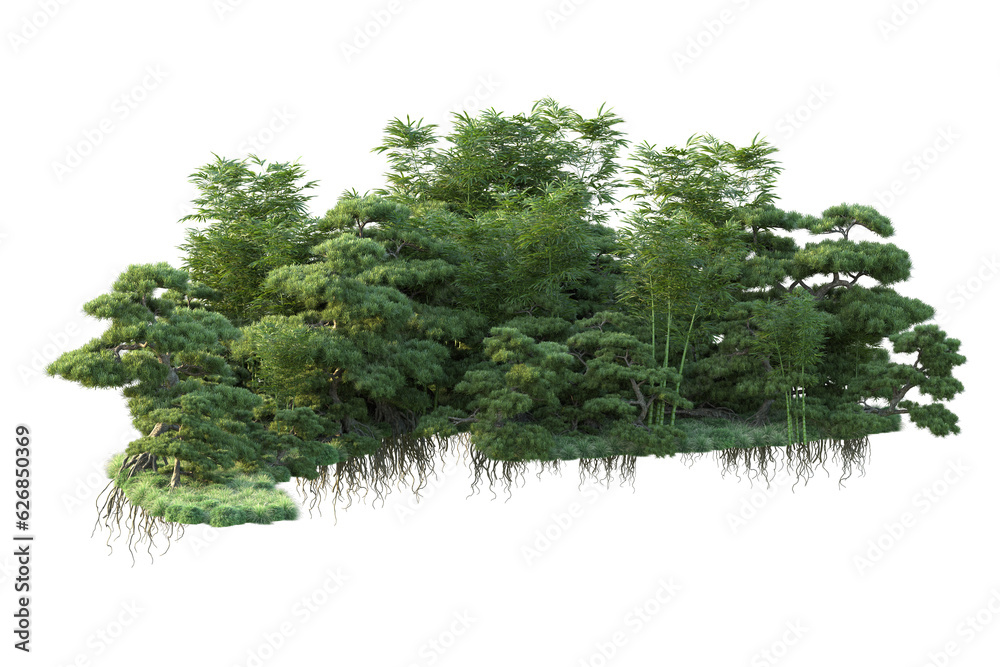 Fototapeta premium Green landscape isolated on transparent background. 3d rendering - illustration