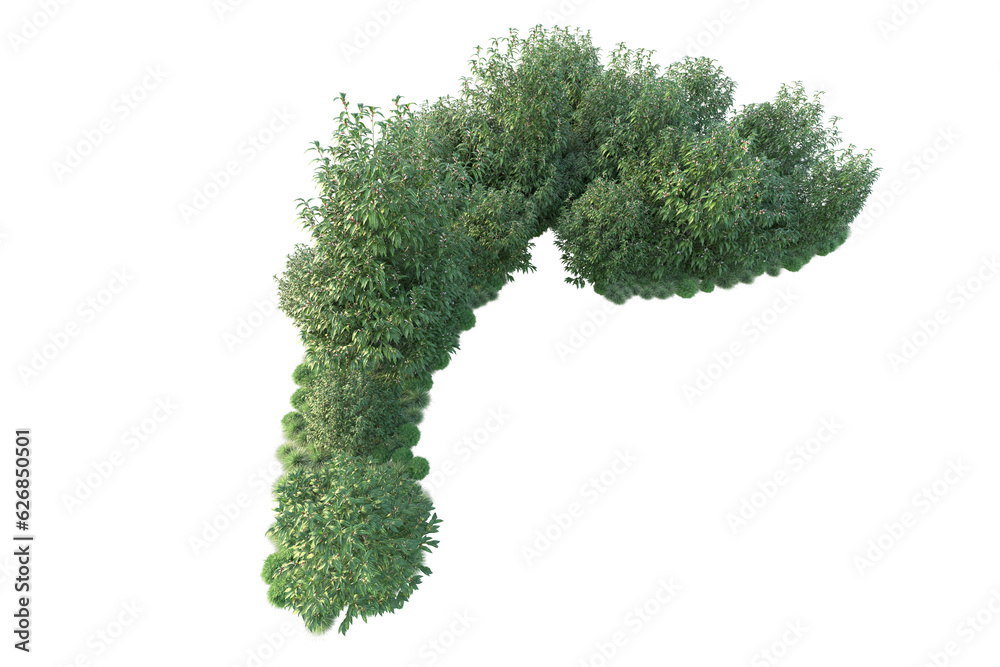 Fototapeta premium Green landscape isolated on transparent background. 3d rendering - illustration