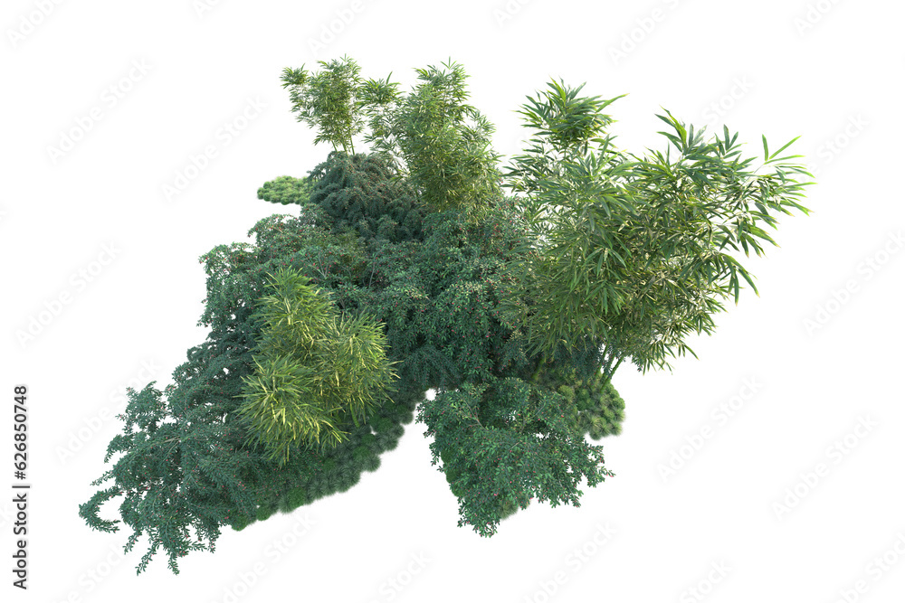 Fototapeta premium Green landscape isolated on transparent background. 3d rendering - illustration