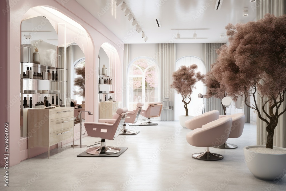 interior beauty salon of the future - obrazy, fototapety, plakaty 