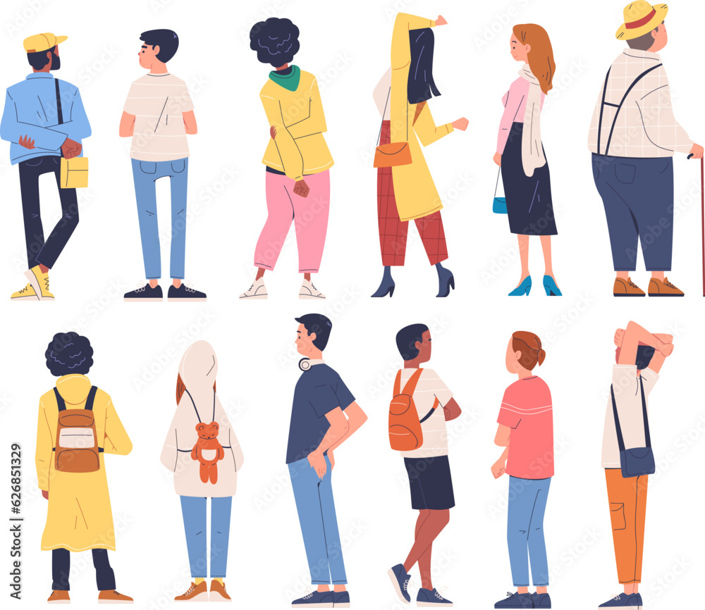 People Rear View Man And Woman Persons Turned Back Behind Standing people-rear-view-man-and-woman-persons-turned-back-behind-standing